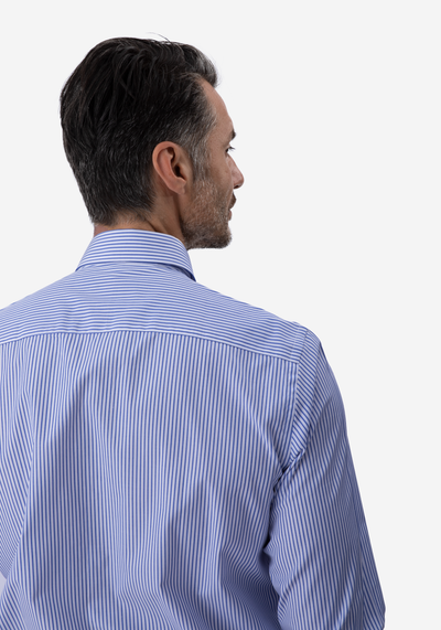 Steel Blue Stripe Poplin Shirt