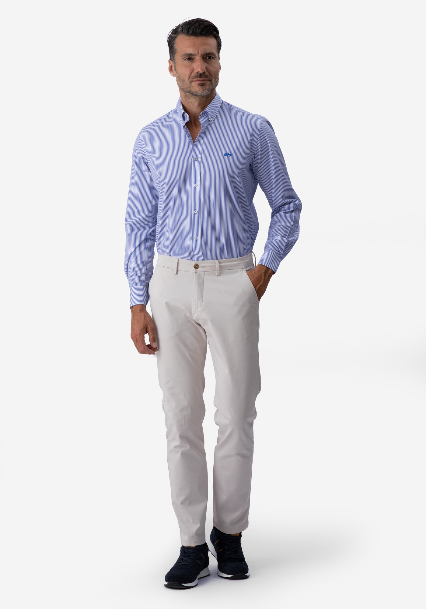 Steel Blue Stripe Poplin Shirt