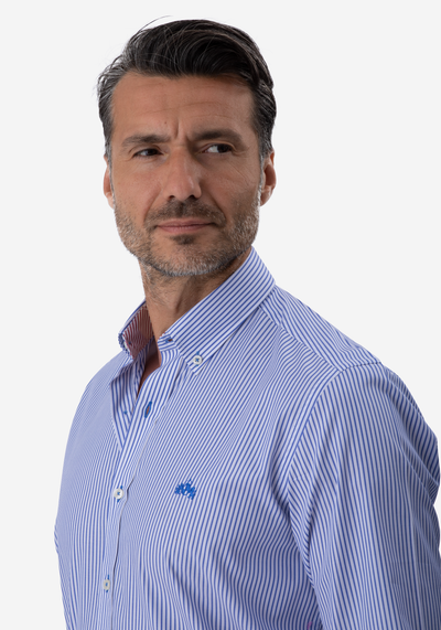 Steel Blue Stripe Poplin Shirt