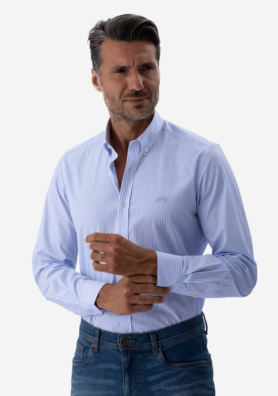 Cornflower Blue Stripe Poplin Shirt