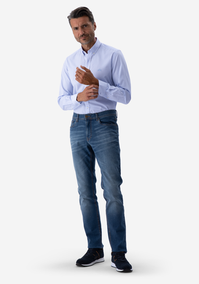 Cornflower Blue Stripe Poplin Shirt