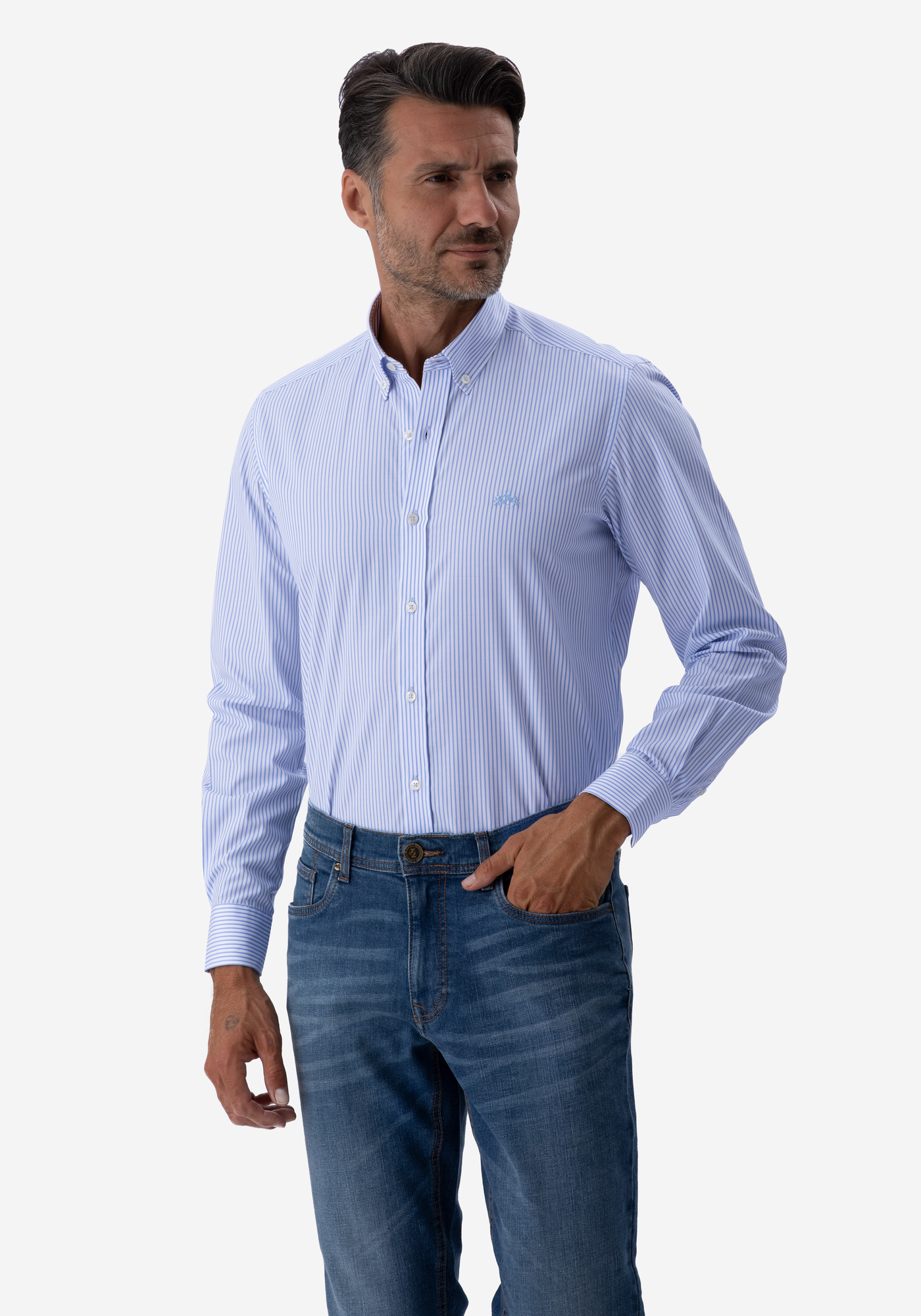 Cornflower Blue Stripe Poplin Shirt