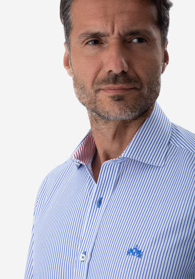 Deep Blue Stripe Poplin Shirt