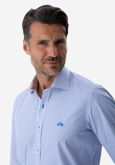 Deep Blue Stripe Poplin Shirt