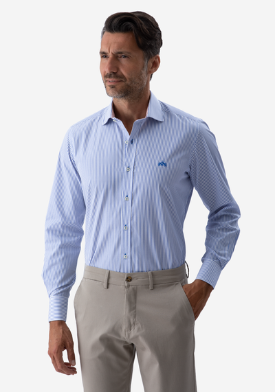 Deep Blue Stripe Poplin Shirt