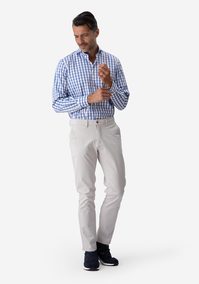Deep Blue Checked Basket Weave Shirt
