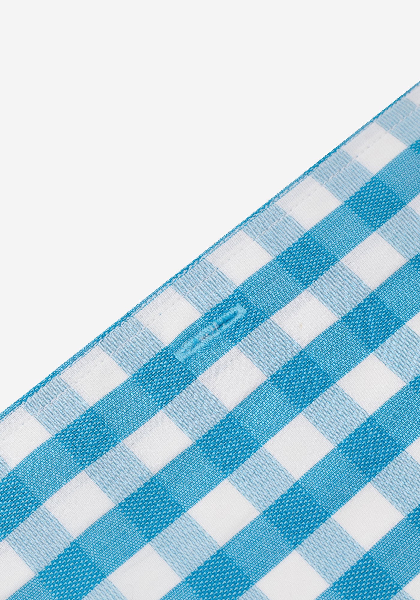 Aqua Blue Checked Basket Weave Shirt