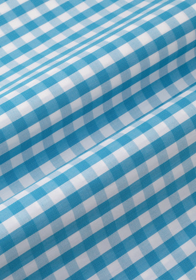 Aqua Blue Checked Basket Weave Shirt