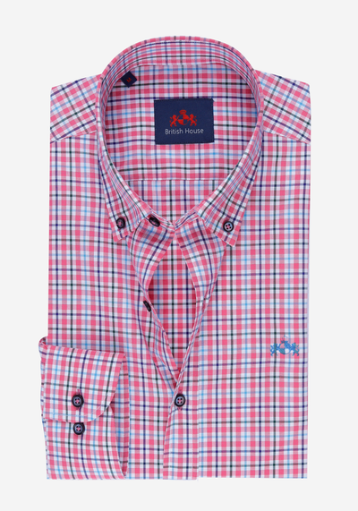 Light Pink Checked Poplin Shirt