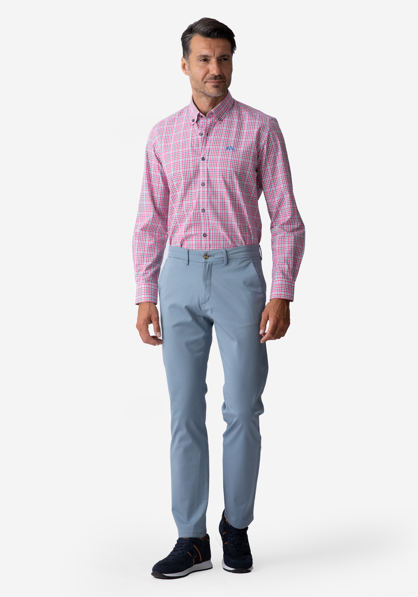 Light Pink Checked Poplin Shirt