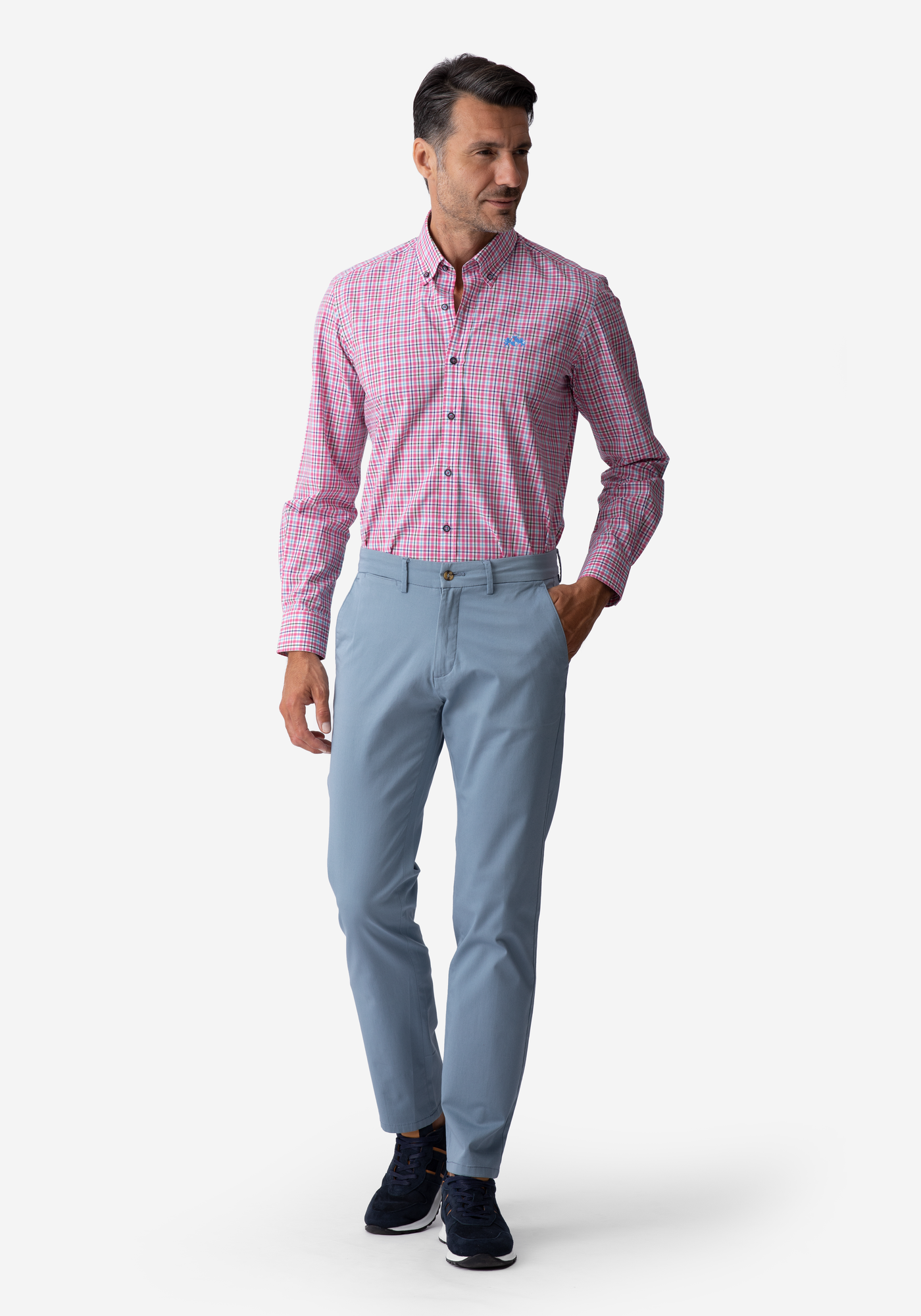 Light Pink Checked Poplin Shirt