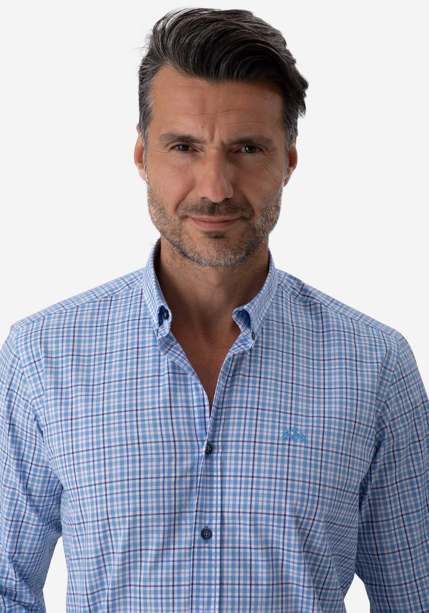 Sky Blue Checked Poplin Shirt