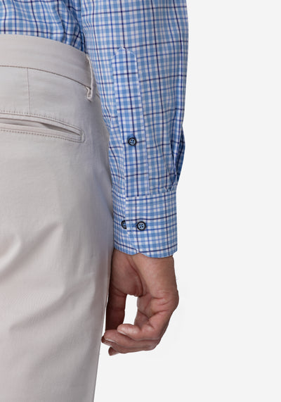 Sky Blue Checked Poplin Shirt