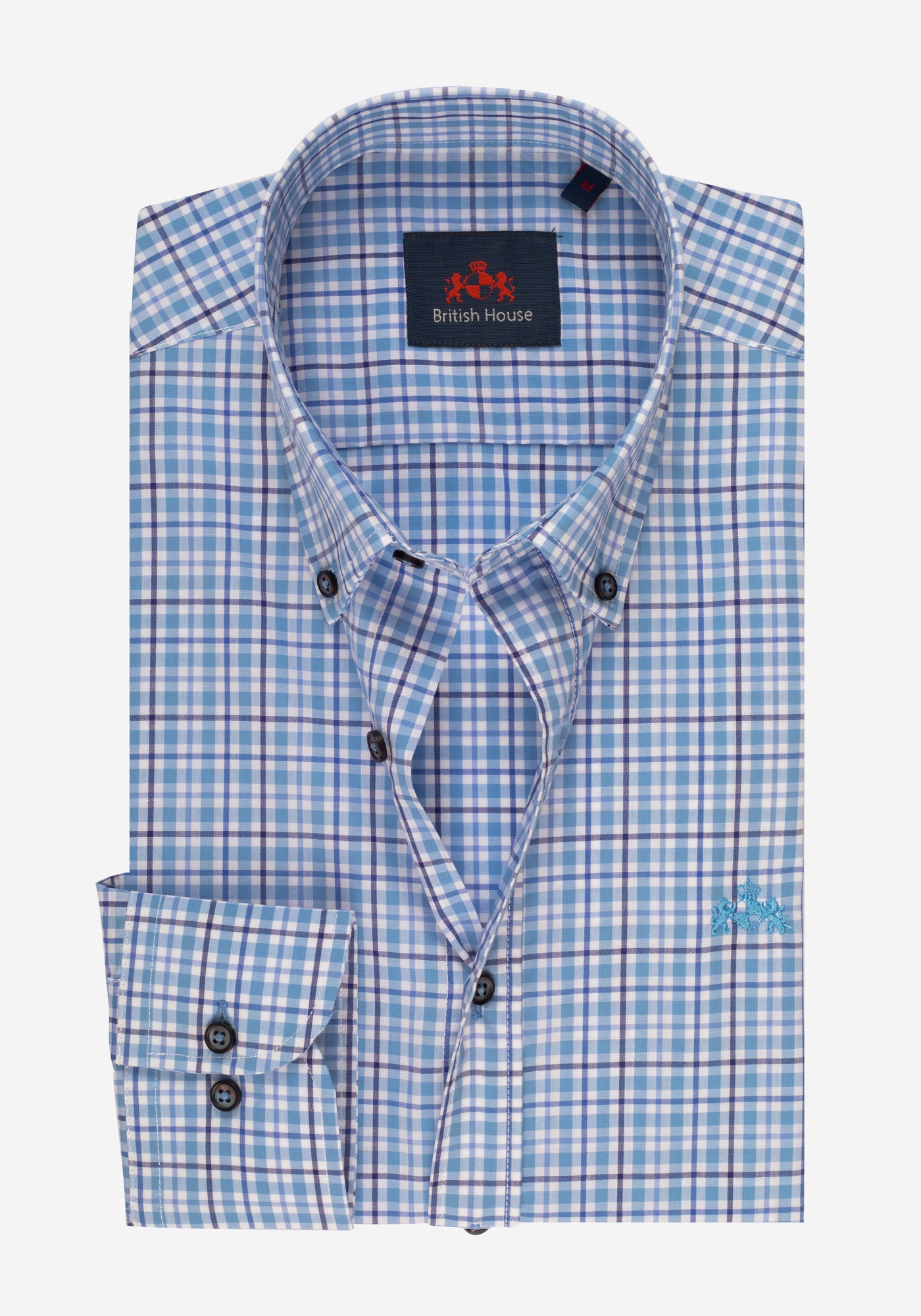 Sky Blue Checked Poplin Shirt