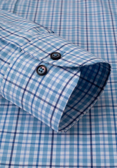 Sky Blue Checked Poplin Shirt