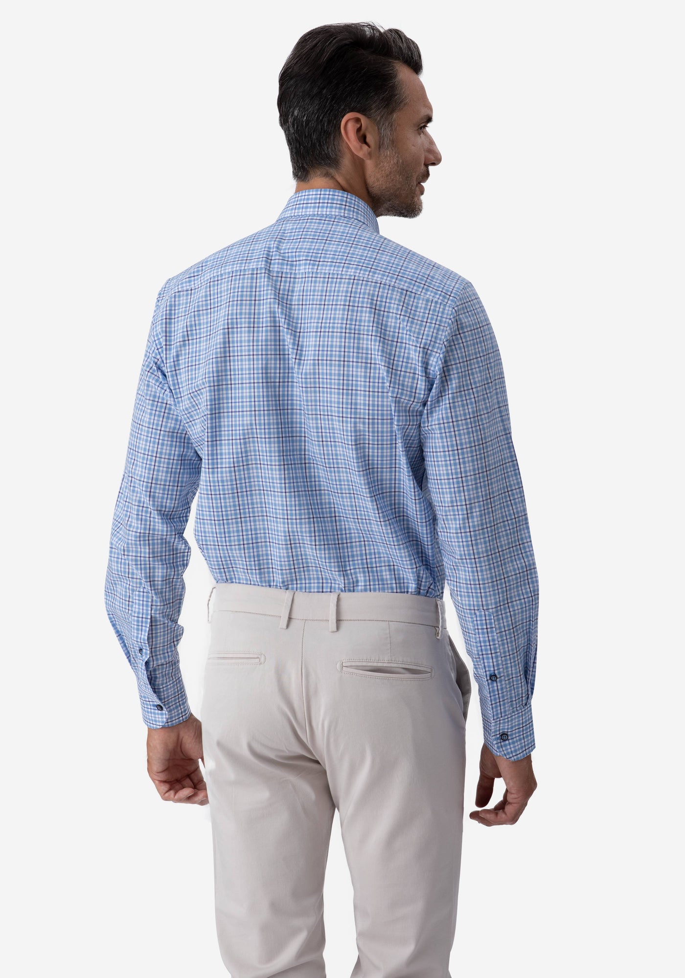 Sky Blue Checked Poplin Shirt