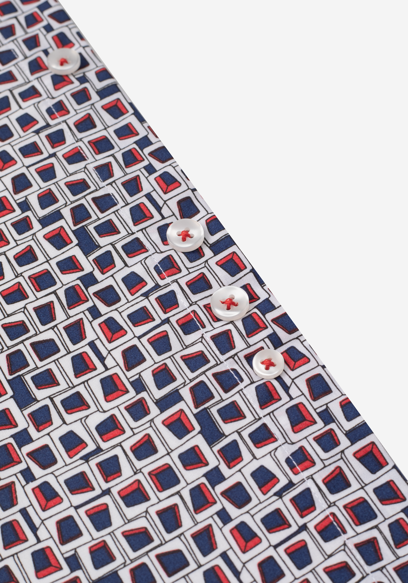 Navy Red Squares Poplin Shirt