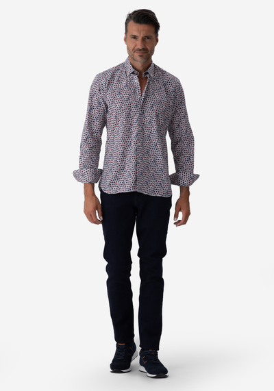 Navy Red Squares Poplin Shirt