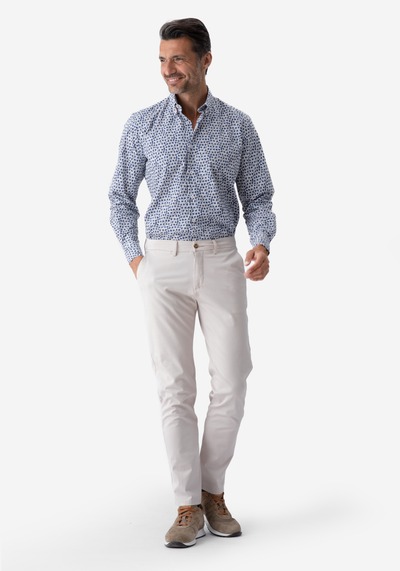 Blue White Squares Poplin Shirt