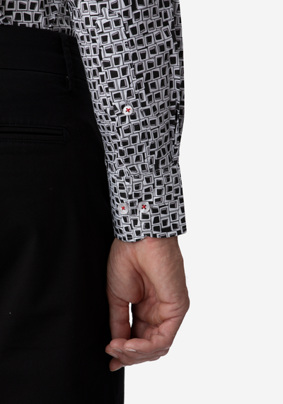 Black White Squares Poplin Shirt