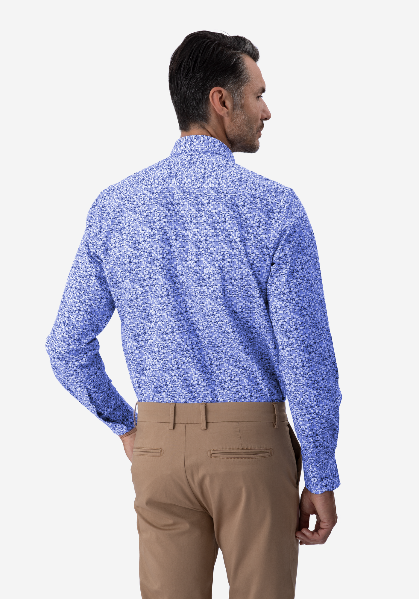 Blue White Printed Poplin Shirt