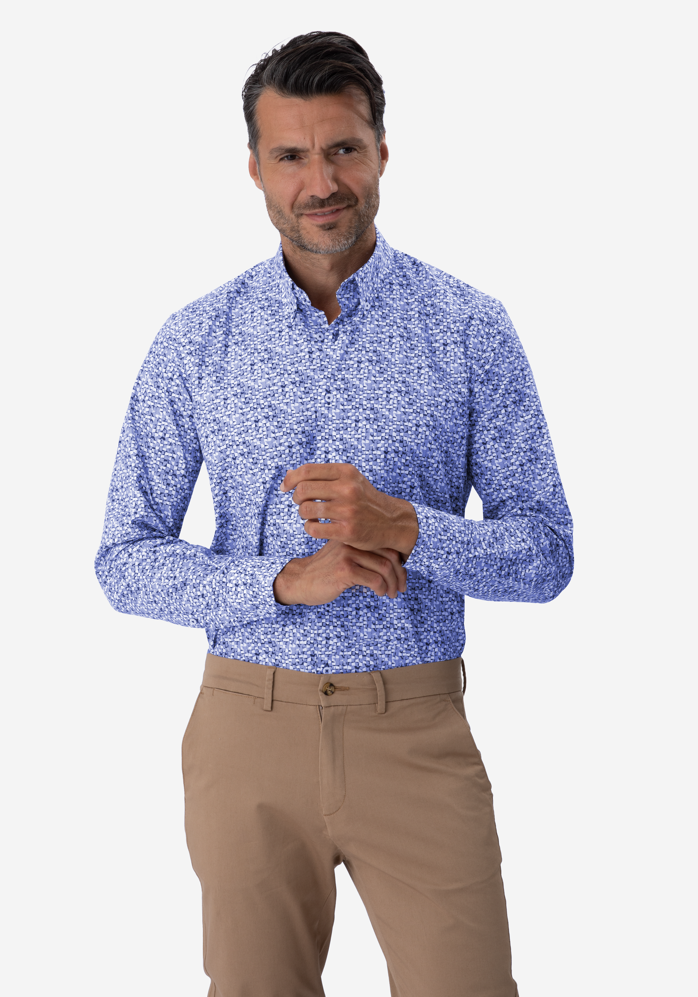 Blue White Printed Poplin Shirt