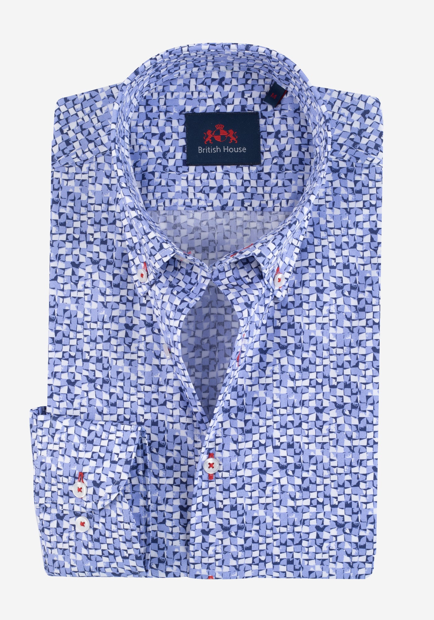 Blue White Printed Poplin Shirt