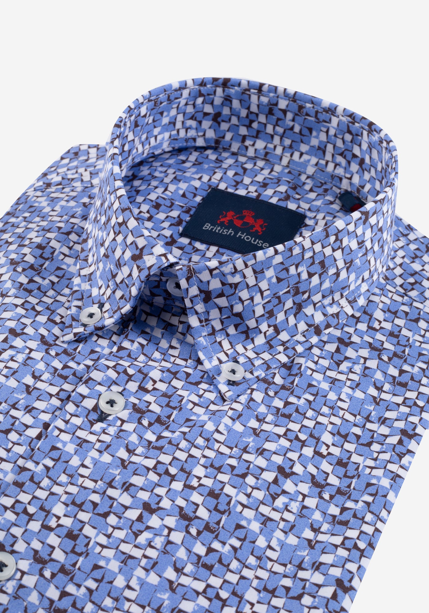 Blue Printed Poplin Shirt