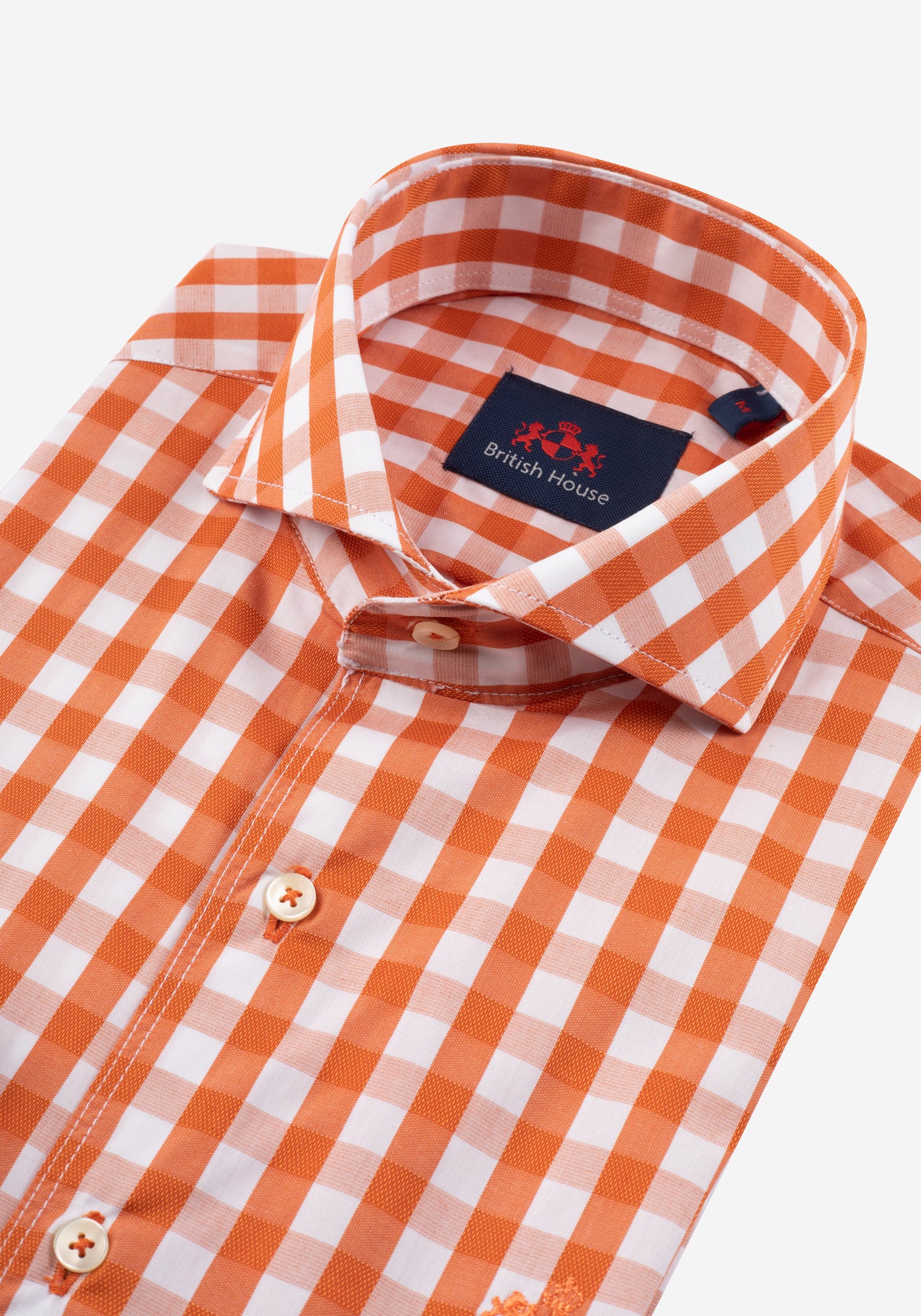 Sienna Orange Checked Basket Weave Shirt