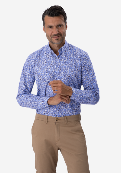 Blue Printed Poplin Shirt