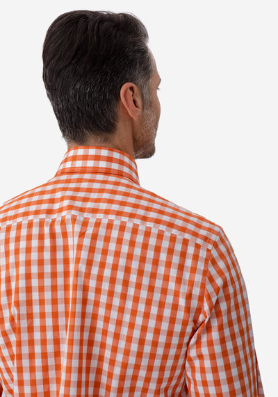 Sienna Orange Checked Basket Weave Shirt