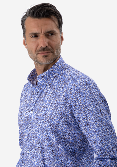 Blue Printed Poplin Shirt
