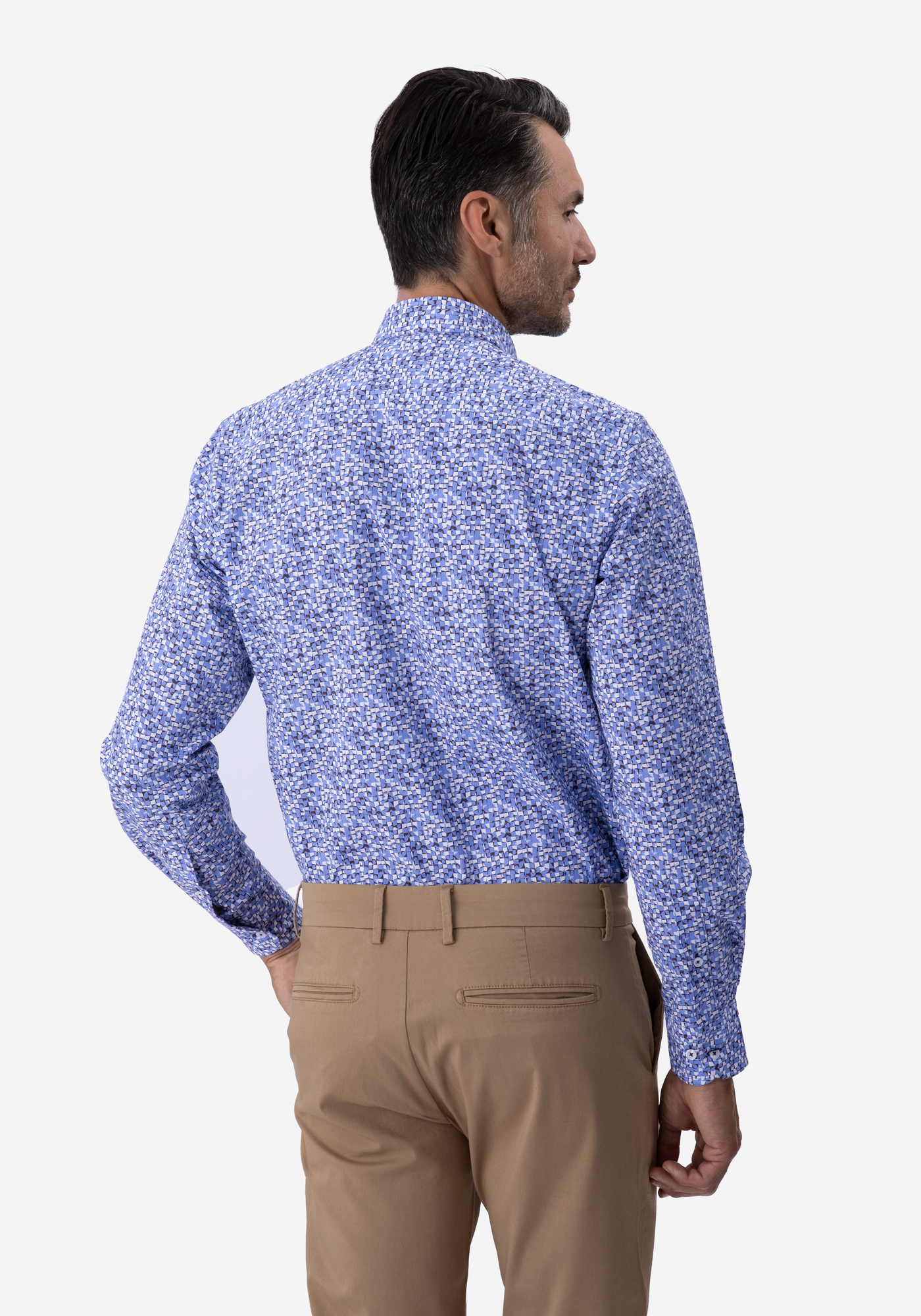 Blue Printed Poplin Shirt