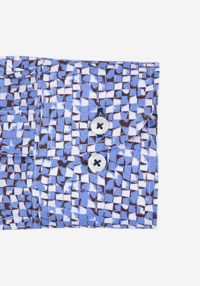 Blue Printed Poplin Shirt