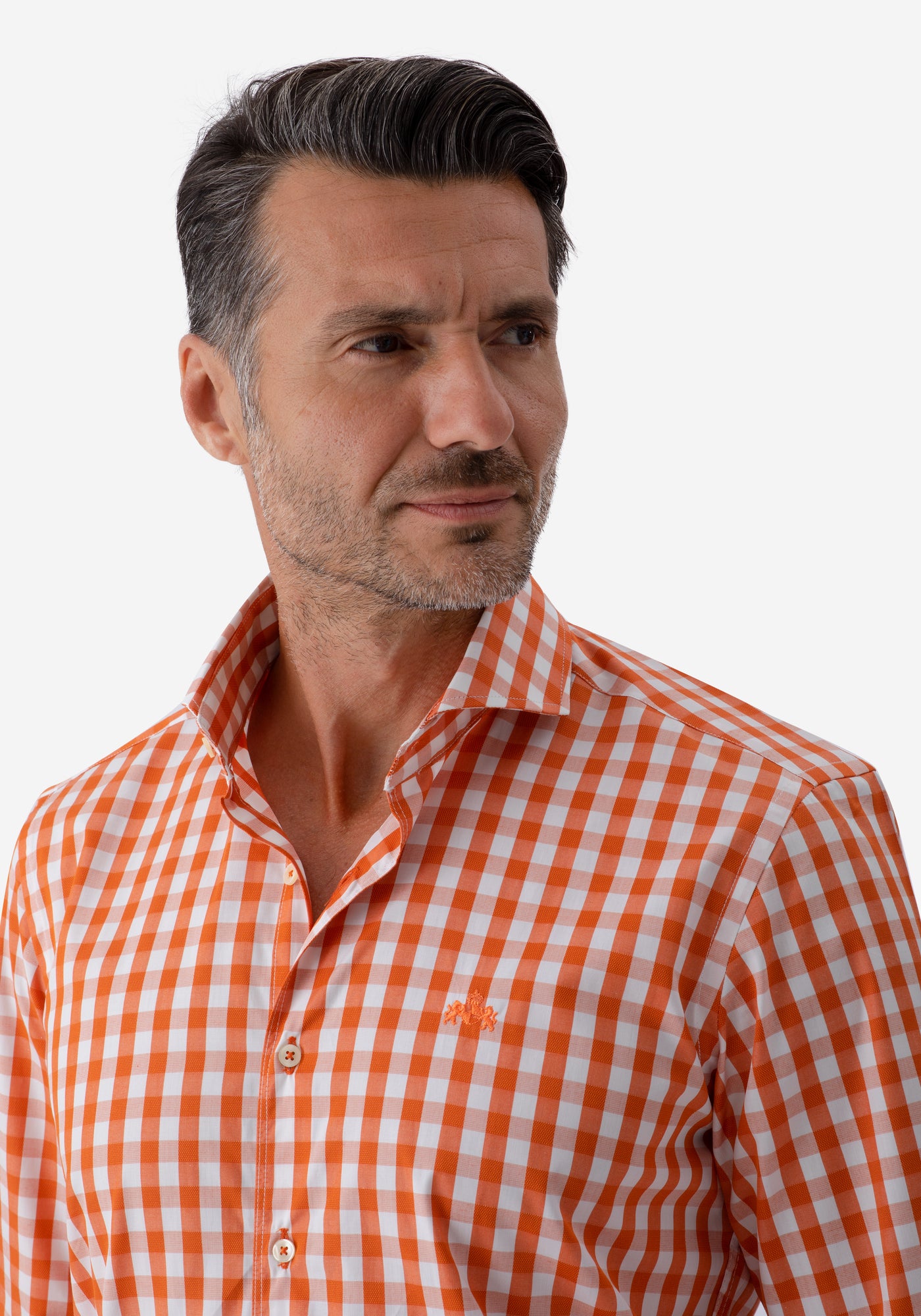 Sienna Orange Checked Basket Weave Shirt