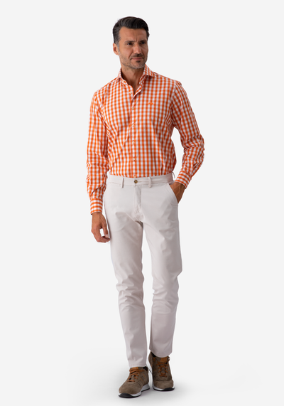 Sienna Orange Checked Basket Weave Shirt