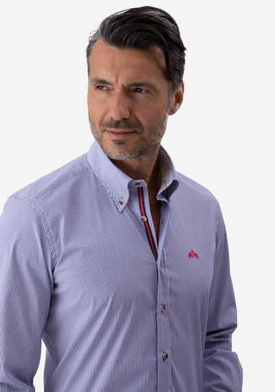 Navy Stripe Poplin Shirt