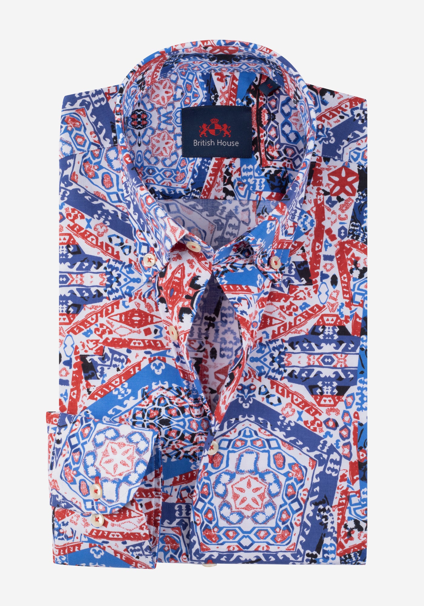 Blue Red Printed Poplin Shirt