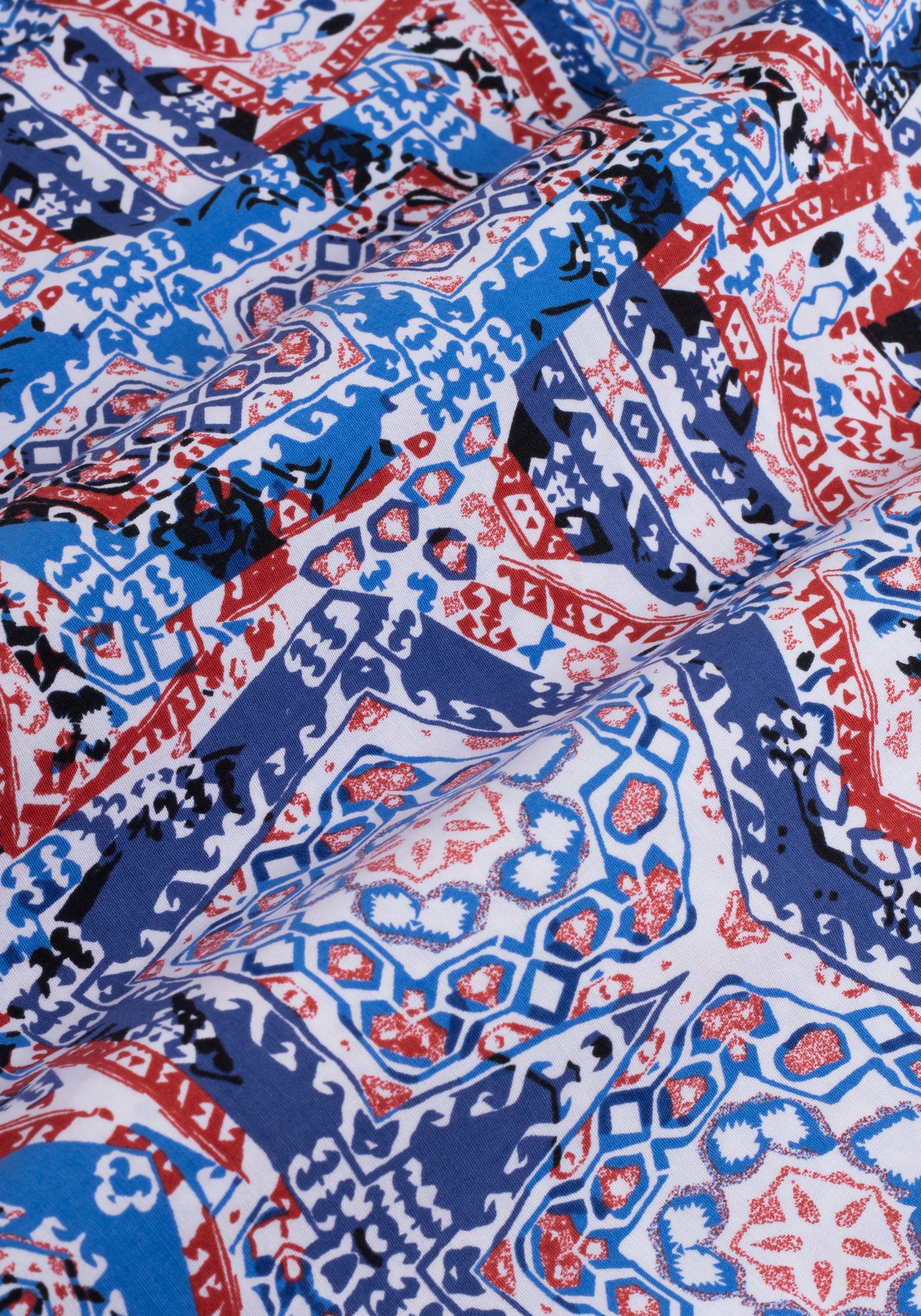 Blue Red Printed Poplin Shirt