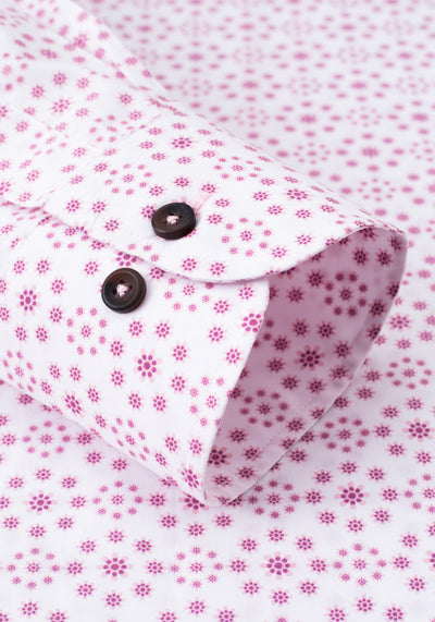 Pink White Printed Slub Shirt
