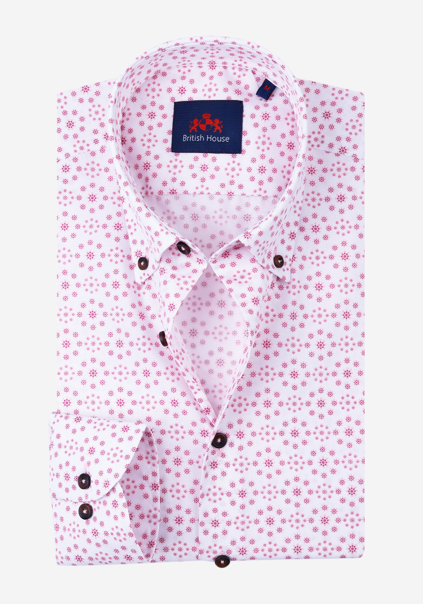 Pink White Printed Slub Shirt