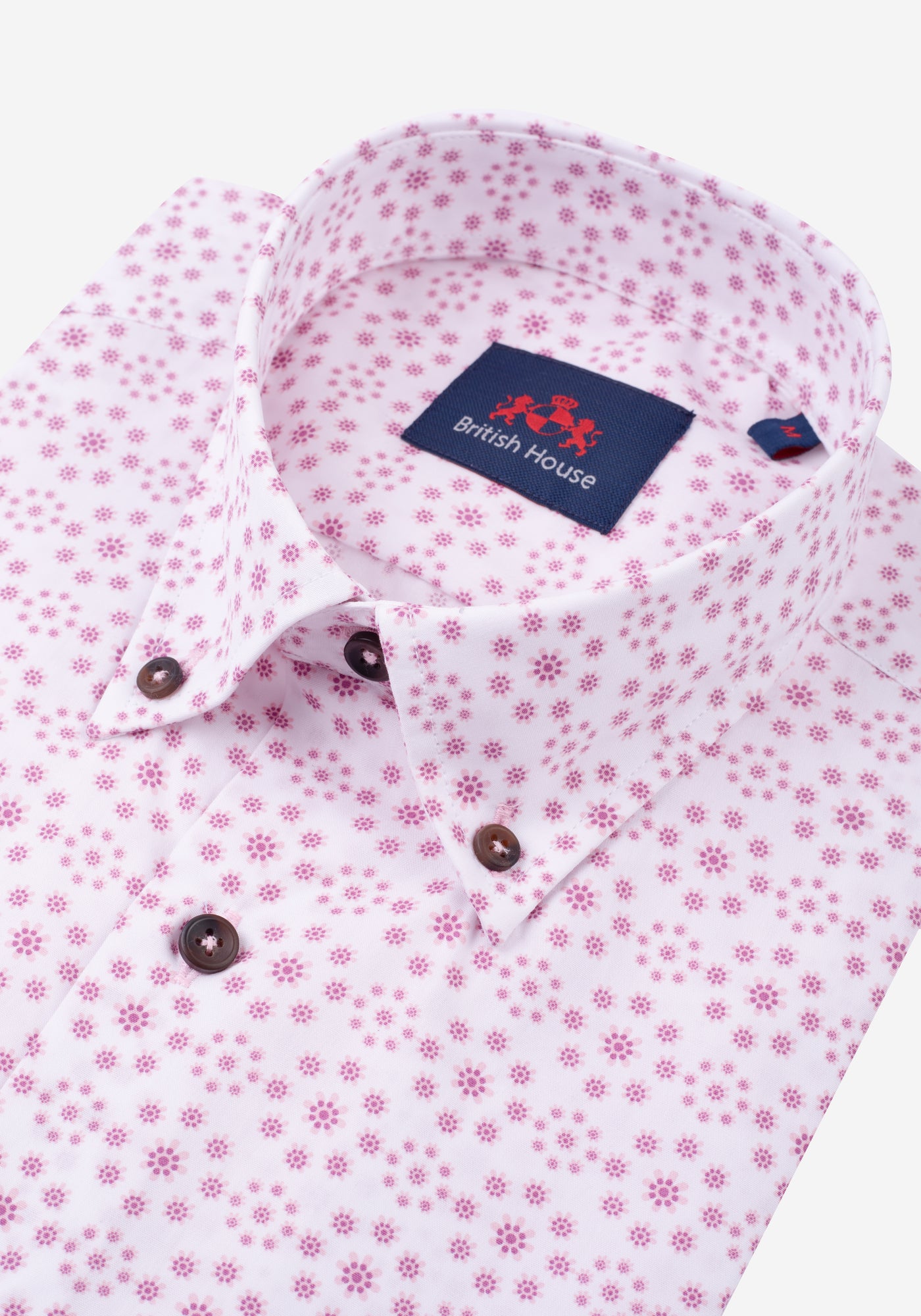 Pink White Printed Slub Shirt