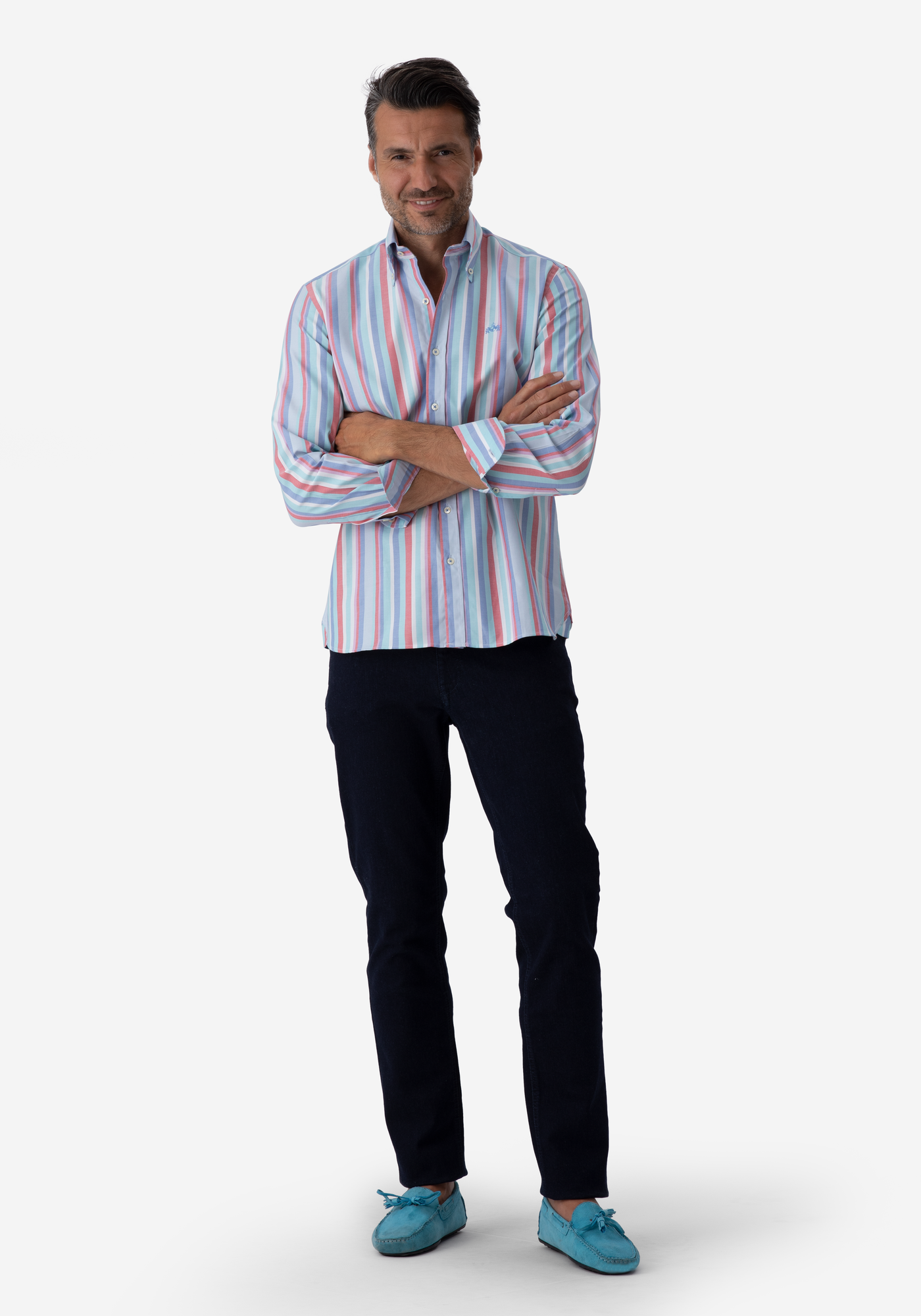 Electric Blue Stripe Oxford Shirt