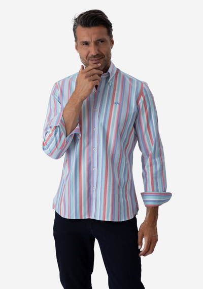 Electric Blue Stripe Oxford Shirt