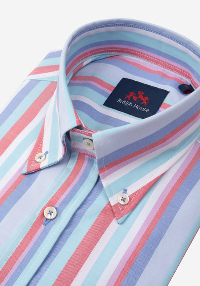 Electric Blue Stripe Oxford Shirt