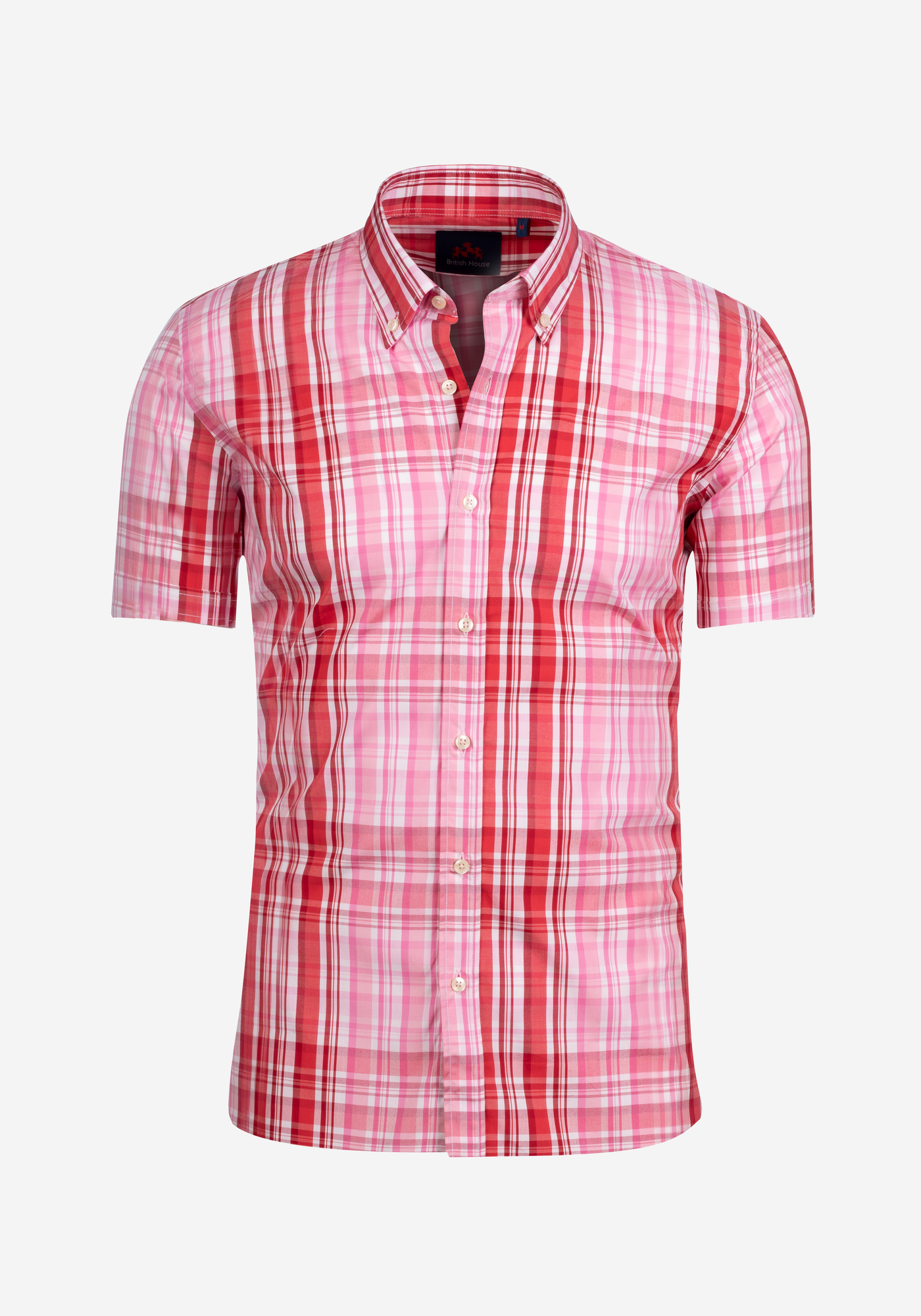 Red Pink Stripe Poplin Shirt - Short Sleeve