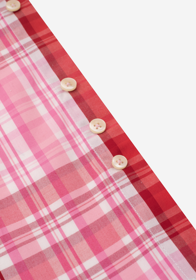 Red Pink Stripe Poplin Shirt - Short Sleeve