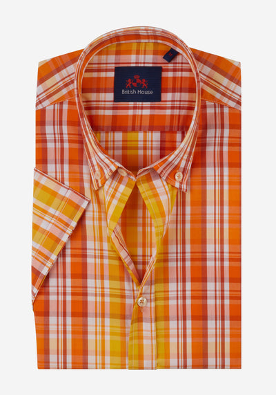 Orange Stripe Poplin Shirt - Short Sleeve