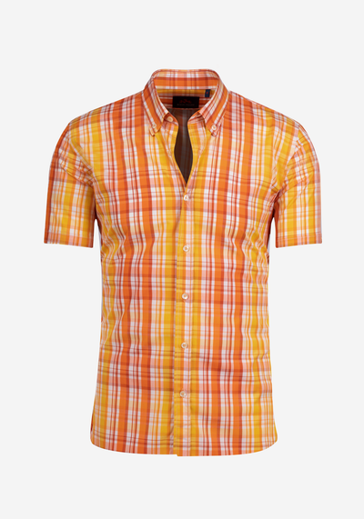 Orange Stripe Poplin Shirt - Short Sleeve