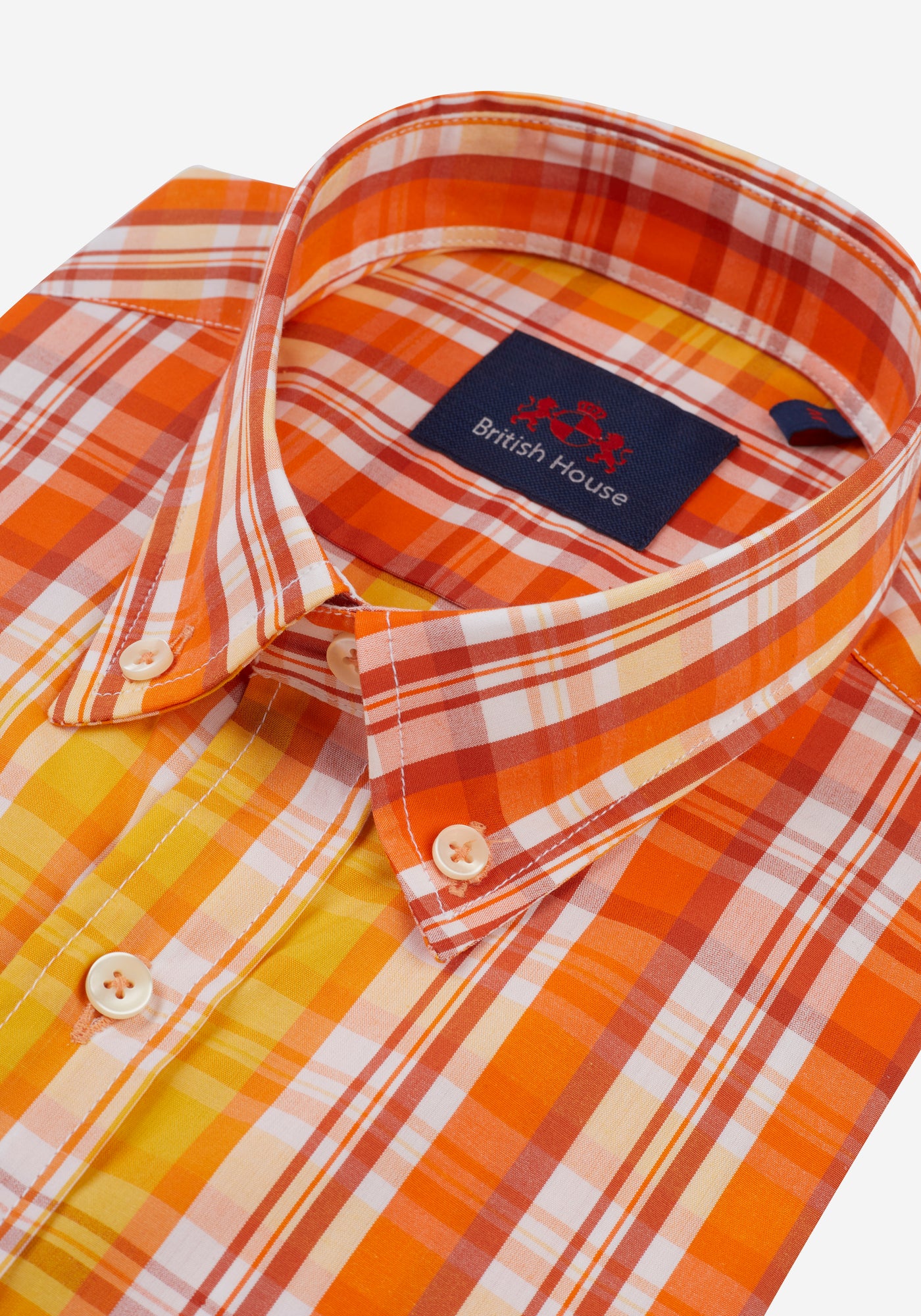 Orange Stripe Poplin Shirt - Short Sleeve